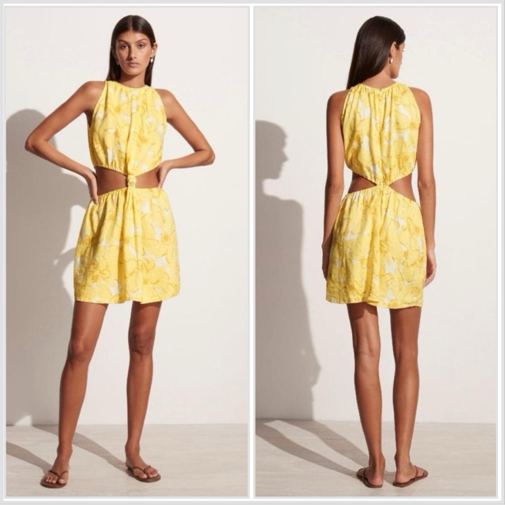 NWT Faithfull the Brand Enditha 100% Linen Mini Dress Willa Floral Size 6